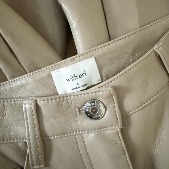 ARITZIA Wilfred Melina Vegan Leather Pants Taupe Brown 0 - Picture 9 of 11
